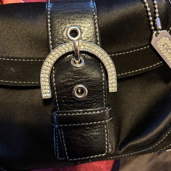 Vintage Y2K COACH Mini Soho Madison Top Handle Black Satin/Suede Bag - Picture 5 of 8